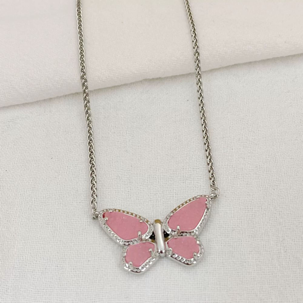 Kendra Scott Zircon Butterfly Pendant Metal Necklace